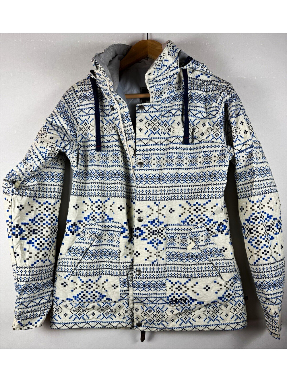 Burton DRYRIDE Women’s Fair Isle Hooded Insulated Ski Jacket Blue/White M